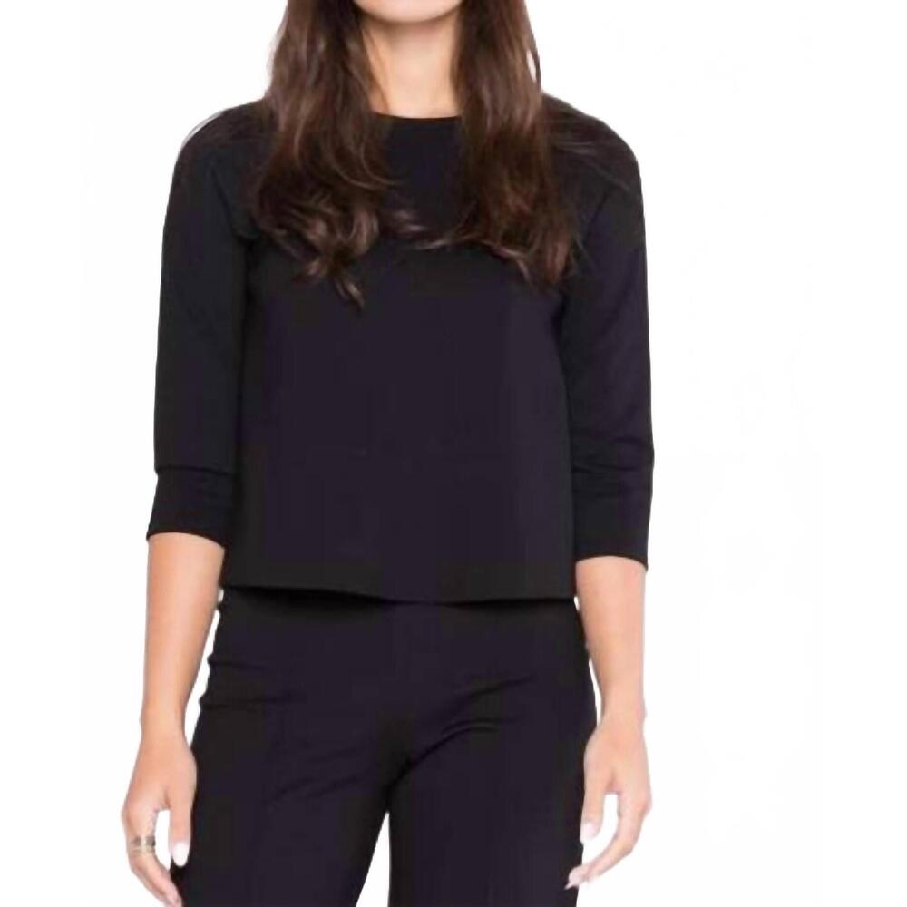 NEW RIPLEY RADER ponte quarter sleeve top in black